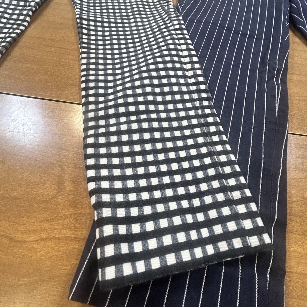 Set 2 Banana Republic Sloan Pants Womens 4 4P Blue Stripe Check Stretch Work - Picture 3 of 12